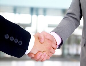handshake isolated on white background